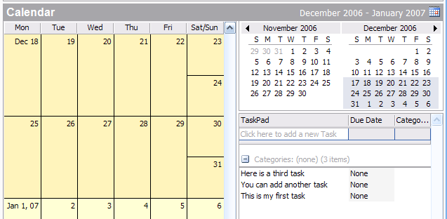 Taskpad - Calendar