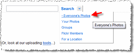 Flickr search menu